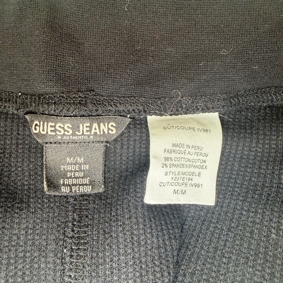 Guess Black Waffle Lounging Pants/Drawstring Waist - Picture 5 of 14